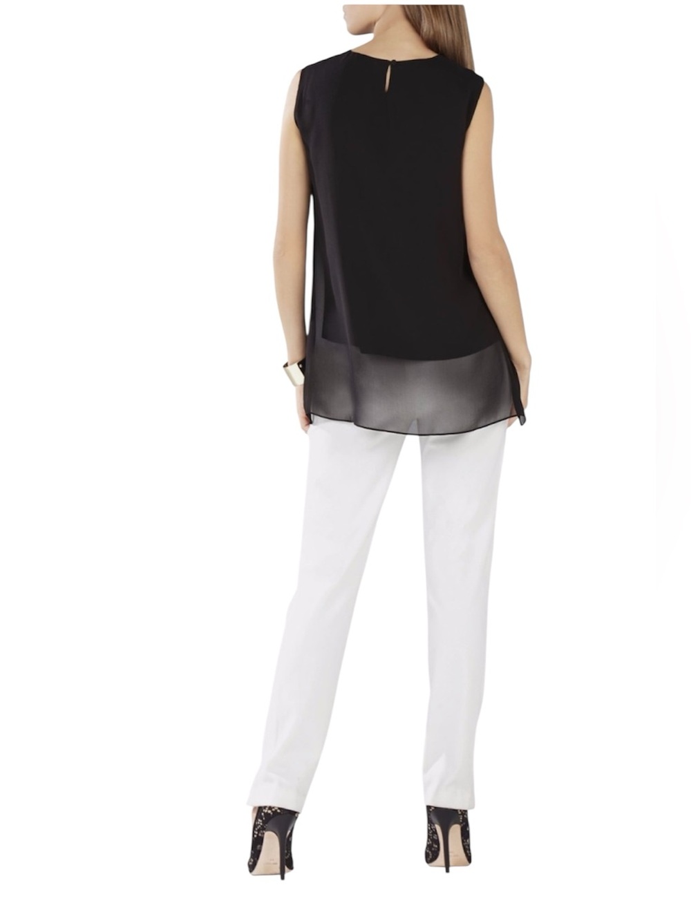 BCBGMaxAzria Lorielle Black Silk Sleeveless Top NWT Flowy Layered Elegant Small - Picture 14 of 14